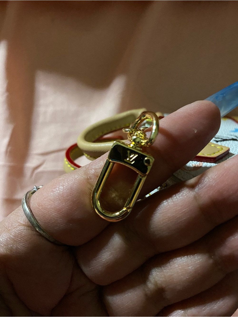 Louis Vuitton Inspired White Multicolor Mini Alma Bag Charm Key Holder - Picture 7 of 7